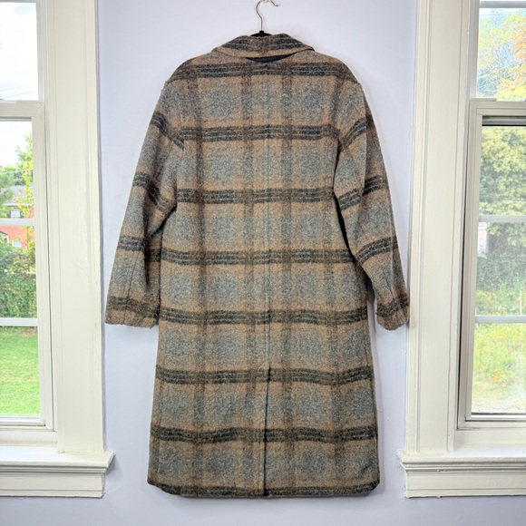 H&M men’s wool blend plaid coat gray tan black size Small - Picture 10 of 10